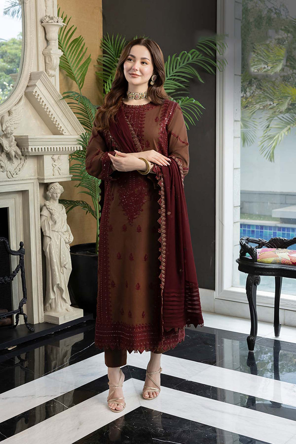 ASIM JOFA 3PC LAWN EMBROIDERED UNSTITCHED