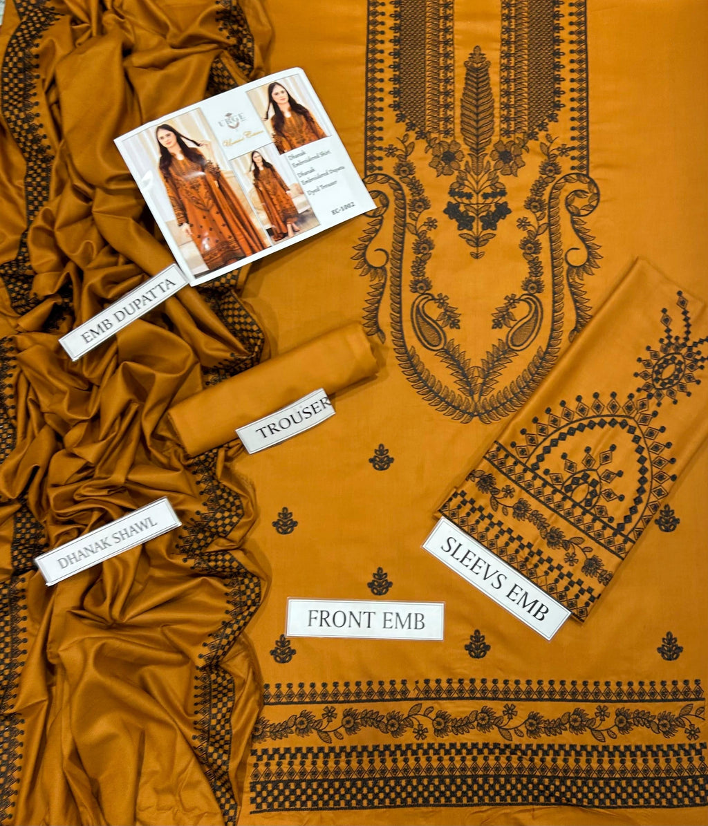 URGE 3PC UNSTITCHED FULLY EMBROIDERED SUIT