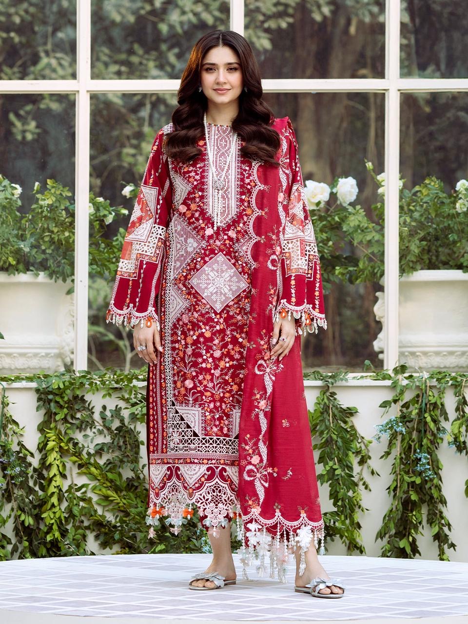 BIN ILYAAS 3PC UNSTITCHED FULLY EMBROIDERED LAWN