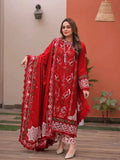 ANEELAS WINE RED LAWN LUXURY 3PC UNTITCHED EMBROIDERED