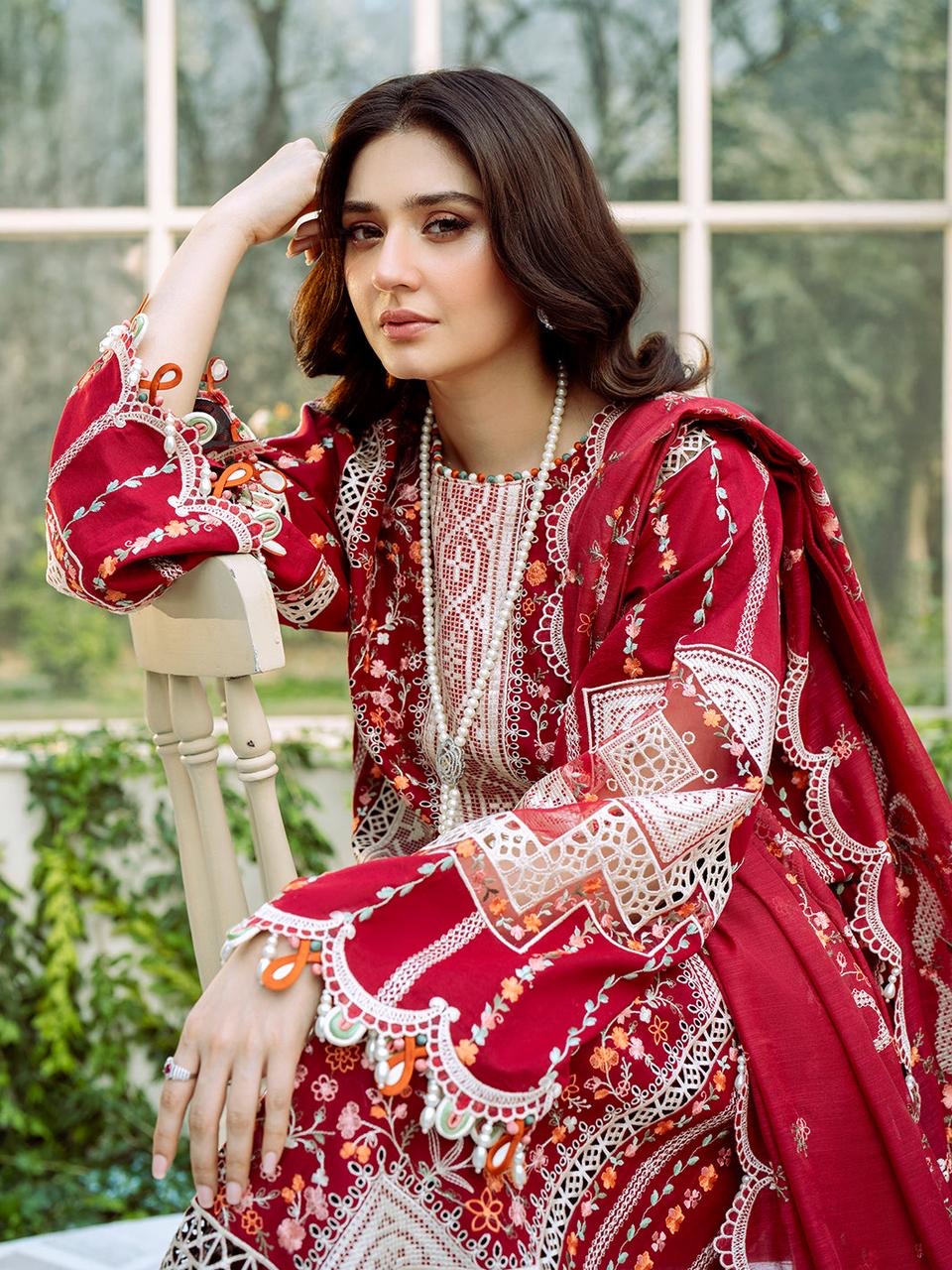 BIN ILYAAS 3PC UNSTITCHED FULLY EMBROIDERED LAWN