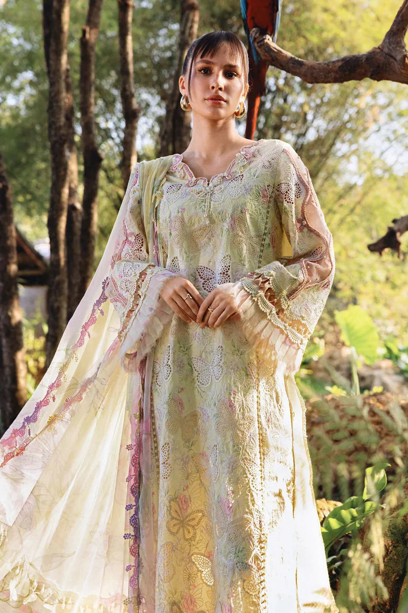 Maria B Butterfly lemon Full Printed Lawn Summer'26 Embroidered 3Piece Unstitched